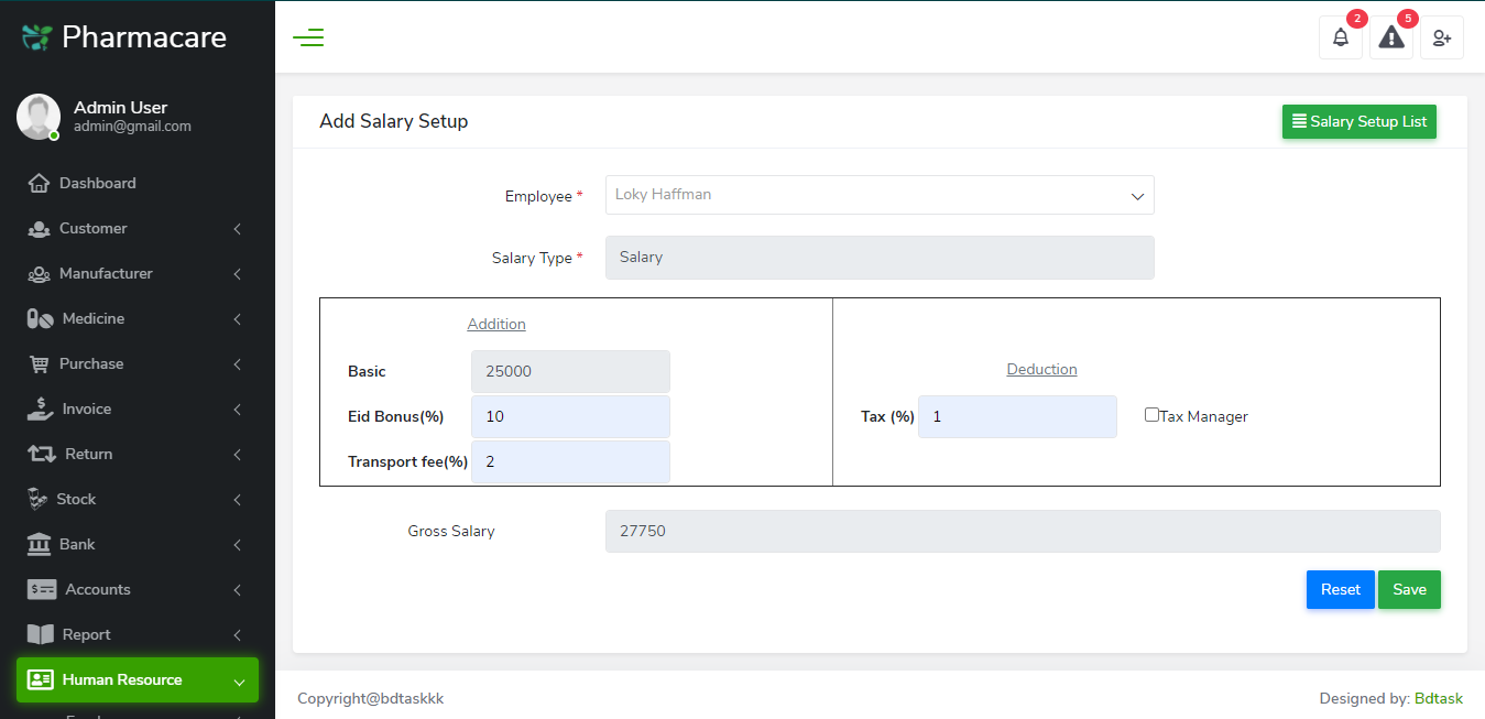 Add Salary Setup